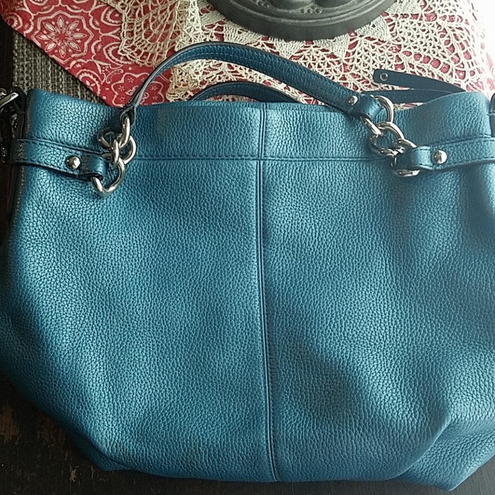 Coach turquoise leather bag